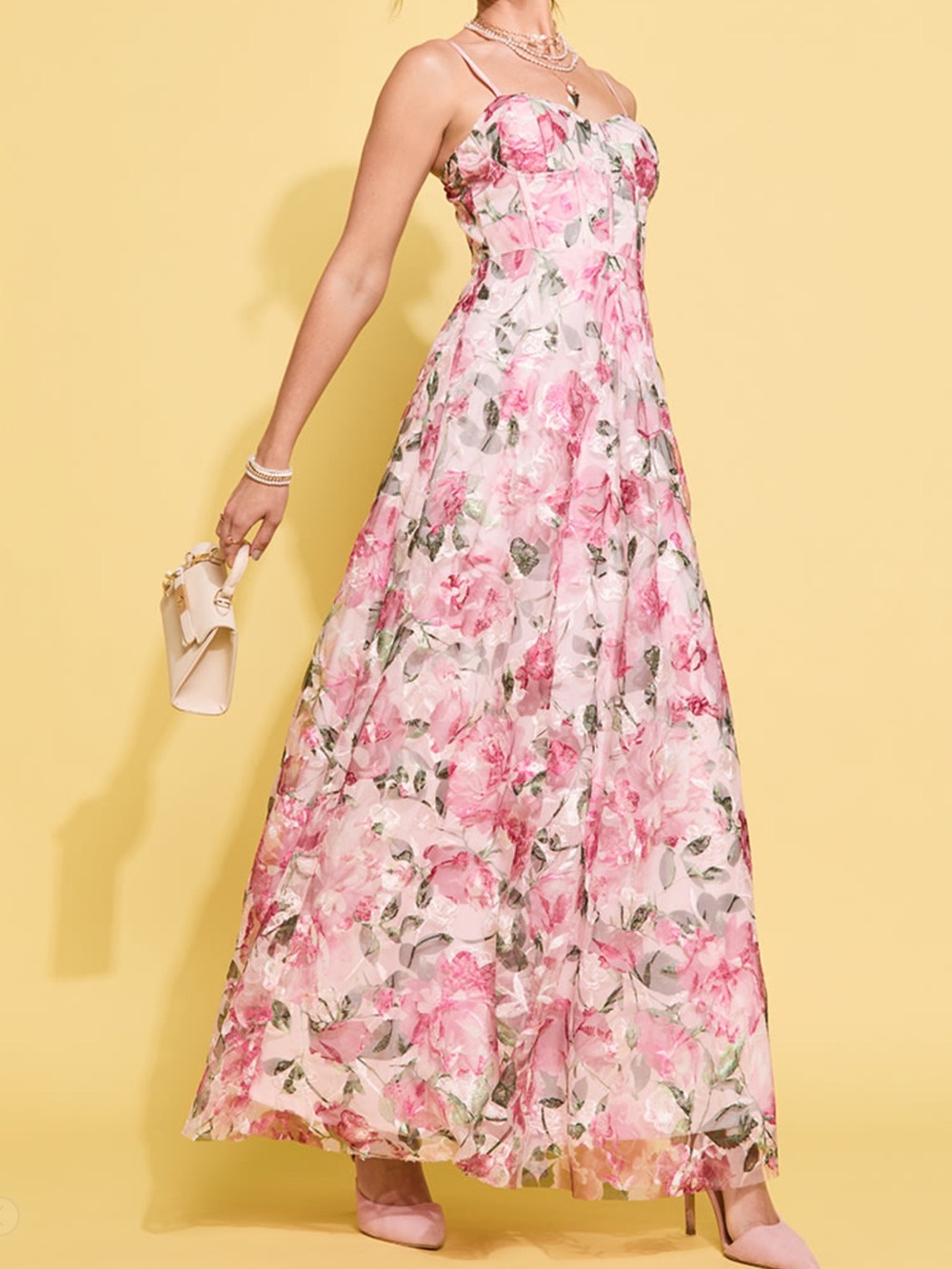 Mi Ami For Francesca’s Pink Floral Maxi Dress